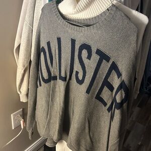 Hollister Gray and Navy Cowl Neck Sweater